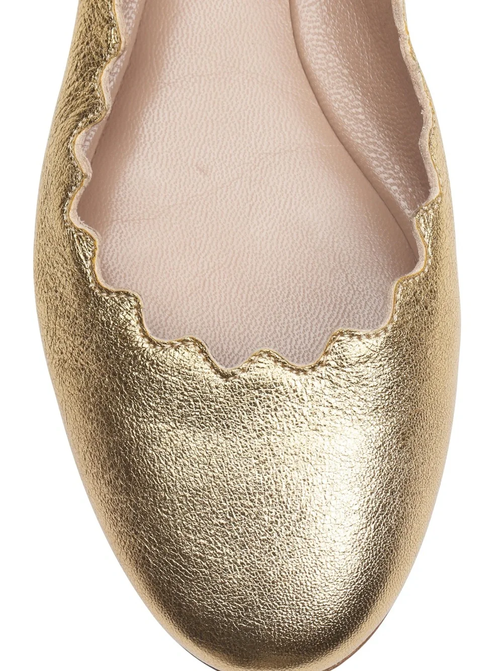 Chloe Kids Girls Lauren Scalloped Leather Ballet Flats, Gold ,32 EU